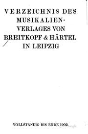 Cover of: Verzeichnis des Musikalienverlages von Breitkopf& Härtel in Leipzig ...