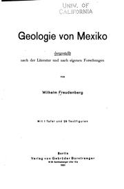 Cover of: Geologie von Mexiko dargestellt nach der Literatur und nach eigenen Forschungen