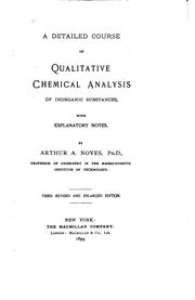 Cover of: A Detailed Course of Qualitative Chemical Analysis of Inorganic Substances