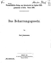 Cover of: Das Beharrungsgesetz by Paul Johannesson