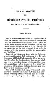 Cover of: Du traitement des rétrécissements de l'urèthre par la dilatation progressive