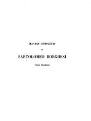 Cover of: Œuvres complètes de Bartolomeo Borghesi