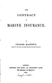 Cover of: The contract of marine insurance