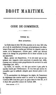 Cover of: Droit maritime: commemtaire, thèorique et pratique du livre II du Code de ...