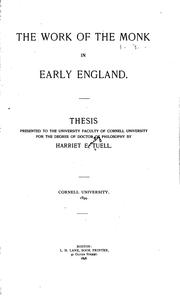 Cover of: The Work of the Monk in Early England ... | Harriet Emily Tuell