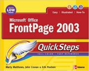 Cover of: Microsoft Office FrontPage 2003 QuickSteps (Quicksteps)