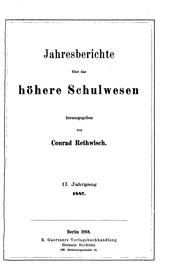 Cover of: Jahresberichte über das höhere Schulwesen by Conrad Rethwisch