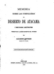 Cover of: Memoria sobre las Cordilleras del desierto de Atacama i rejiones limítrofes