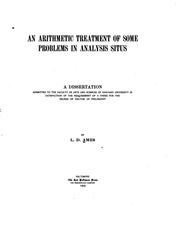 Cover of: An Arithmetic Treatment of Some Problems in Analysis Situs ... by Lewis Darwin Ames