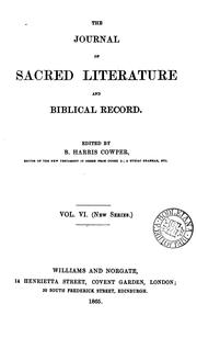 Cover of: The Journal of Sacred Literature and Biblical Record