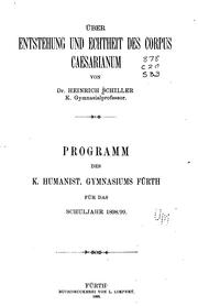 Cover of: Über Entstehung und Echtheit des Corpus Caesarianum by Heinrich Schiller
