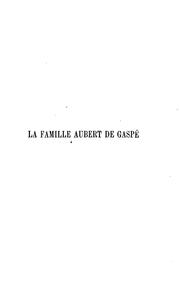 Cover of: La famille Aubert de Gaspé