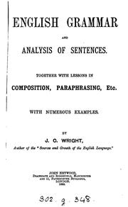 Cover of: English grammar and analysis of sentences