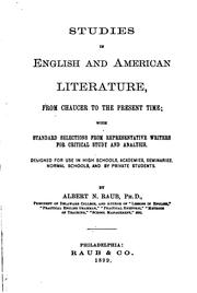 Cover of: Studies in English and American Literature, from Chaucer to the Present Time: With Standard ... by Albert Newton Raub