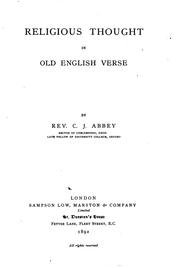 Cover of: Religious Thought in Old English Verse by Charles John Abbey