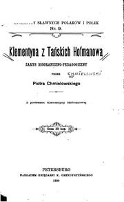 Cover of: Klementyna z Tańskich Hofmanowa