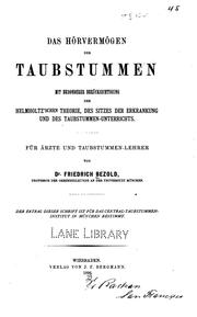 Cover of: Das Horvermogen der Taubstummen