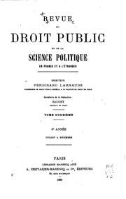 Cover of: Revue du droit public et de la science politique en France et à l'étranger by Ferdinand Larnaude, Ferdinand Larnaude