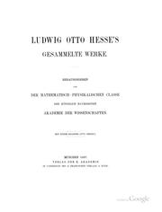 Ludwig Otto Hesse's gesammelte werke by Ludwig Otto Hesse