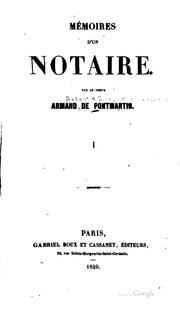 Cover of: Mémoires d'un notaire by Armand Pontmartin