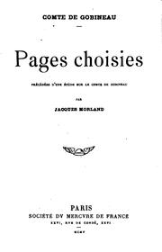 Cover of: Pages choisies: précédées d'une etude sur le comte de Gobineau