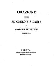 Cover of: Orazione intorno ad Omero e a Dante