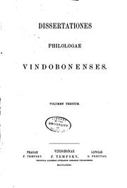Cover of: Dissertationes philologae vindobonenses