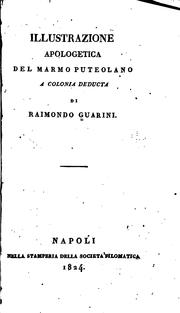 Cover of: Illustrazione apologetica del marmo puteolano: A Colonia deducta
