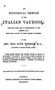 Cover of: An Historical Sketch of the Italian Vaudois: From the First Ages of ...