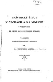Cover of: Právnický život v Čechách a na Moravě v tisícileté době od konce IX. do ...