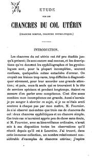 Cover of: Étude sur les chancres du col utérin (chancre simple, chancre syphilitique)