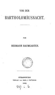 Cover of: Vor der Bartholomäusnacht