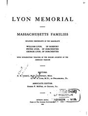 Cover of: Lyon Memorial; Massachusetts Families, Including Descendants of the Immigrants William Lyon, of ... by Albert Brown Lyons