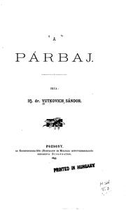 Cover of: A párbaj