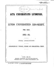 Lunds universitets årsskrift: Acta Universitatis Lundensis. Nova series by Lunds universitet