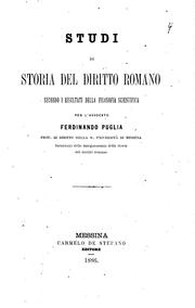 Cover of: Studi di storia del diritto romano: secondo i risultati della filosofia ...