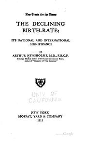 Cover of: The Declining Birth-rate: Its National and International Significance by Sir Arthur Newsholme