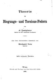 Theorie der Biegungs- und torsions-federn by Alberto Castigliano