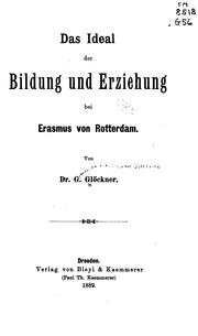 Cover of: Das Ideal der Bildung und Erziehung bei Erasmus von Rotterdam