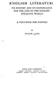 Cover of: English Literature.: A Text-book for Schools by William J. Long