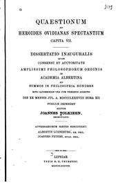 Cover of: Quaestionum ad Heroides ovidianas spectantium capita vii