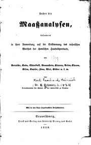 Cover of: Ueber die Maassanalysen, besonders in ihren Anwendung auf die Bestimmung des ... by Heinrich Schwarz