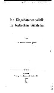 Cover of: Die Eingeborenenpolitik im bristischen Südafrika