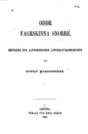 Cover of: Oddr, Fagrskinna, Snorre: Beitrage zur altnordischen Litteraturgeschichte