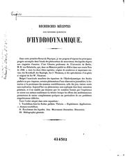 Cover of: Recherches récentes sur diverses questions d'hydrodynamique ... by Marcel Brillouin