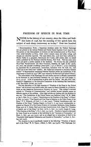 Cover of: Freedom of Speech in War Time