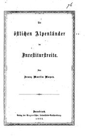 Cover of: Die östlichen Alpenländer im Investiturstreite