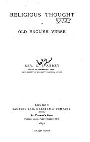 Cover of: Religious Thought in Old English Verse