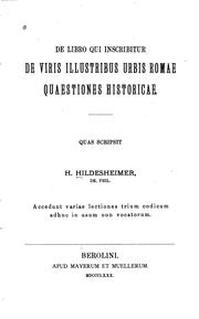 Cover of: De libro qui inscribitur De viris illustribus urbis Romae quaestiones historicae