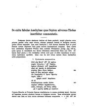 Cover of: De exitu fabulae aeschyleae quae Septem adversus Thebas inscribitur commentatio: Progr